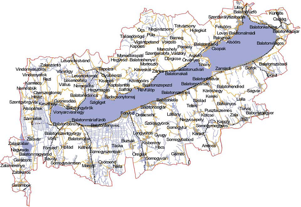 balaton városai térkép Magyarország idegenforgalmi régiói balaton városai térkép
